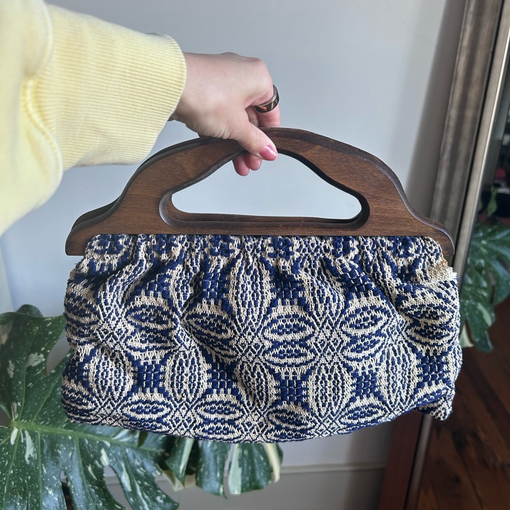 Vintage Wooden + Woven Summer Bag/Clutch